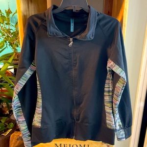 Ashley blue girls medium black/ multi color zip-up jacket NWOT